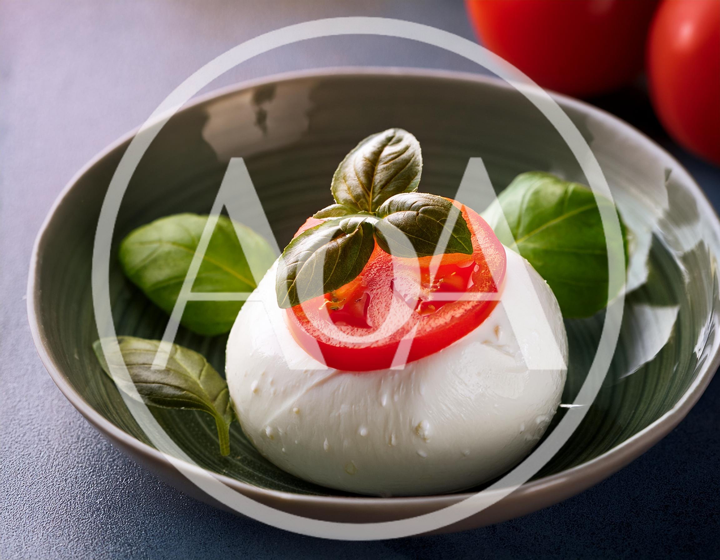 Fresh Mozzarella Cheese Ball with Tomato and Basil
