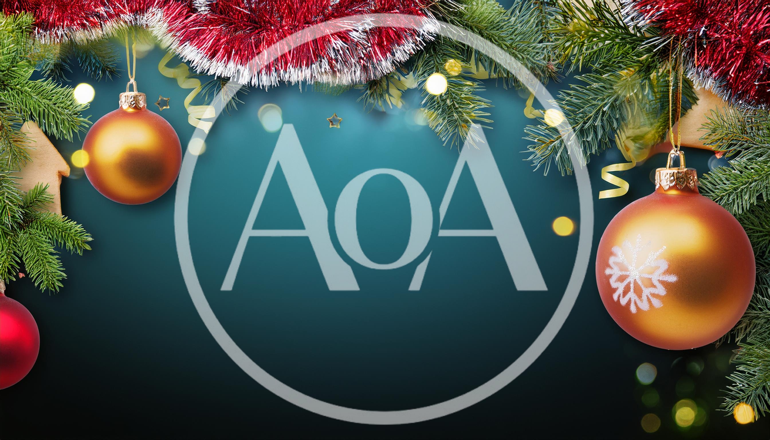 Christmas Background With Golden Ornaments And Fir Branches