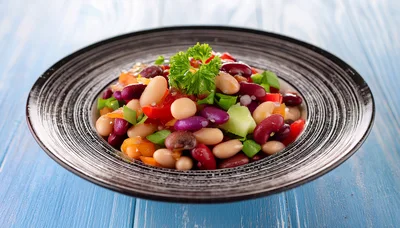 Bean Salad With Fresh Vegetables In A Bowl