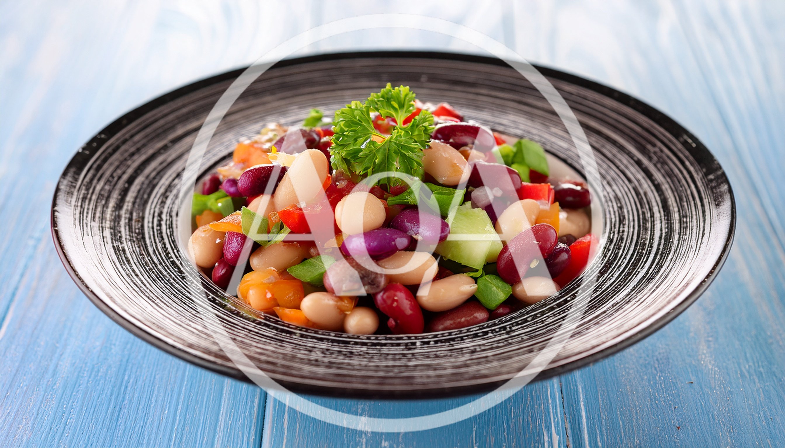 Bean Salad With Fresh Vegetables In A Bowl