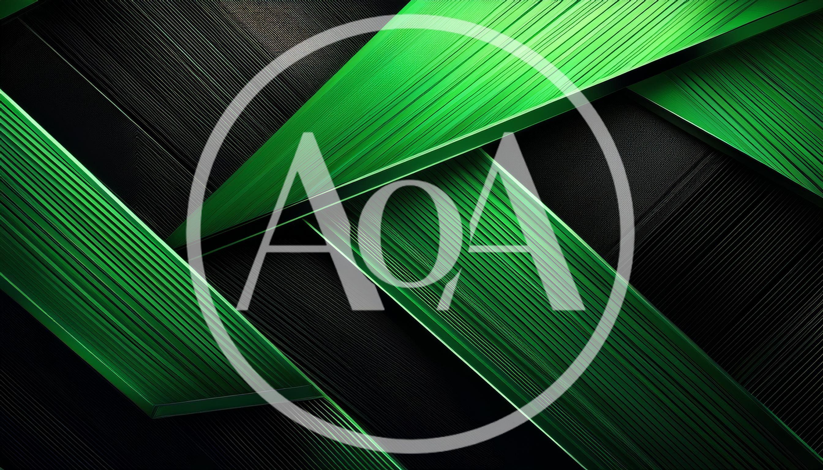 Abstract Green Metallic Geometric Layers Background