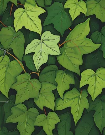 Lush Green Ivy Leaves Pattern Background