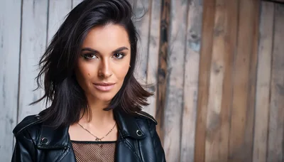 Portrait Of A Stylish Woman In Leather Jacket