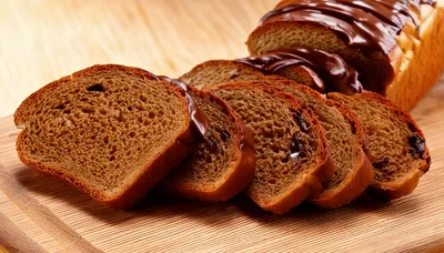 Slices Of Chocolate Bread On A Wooden Board