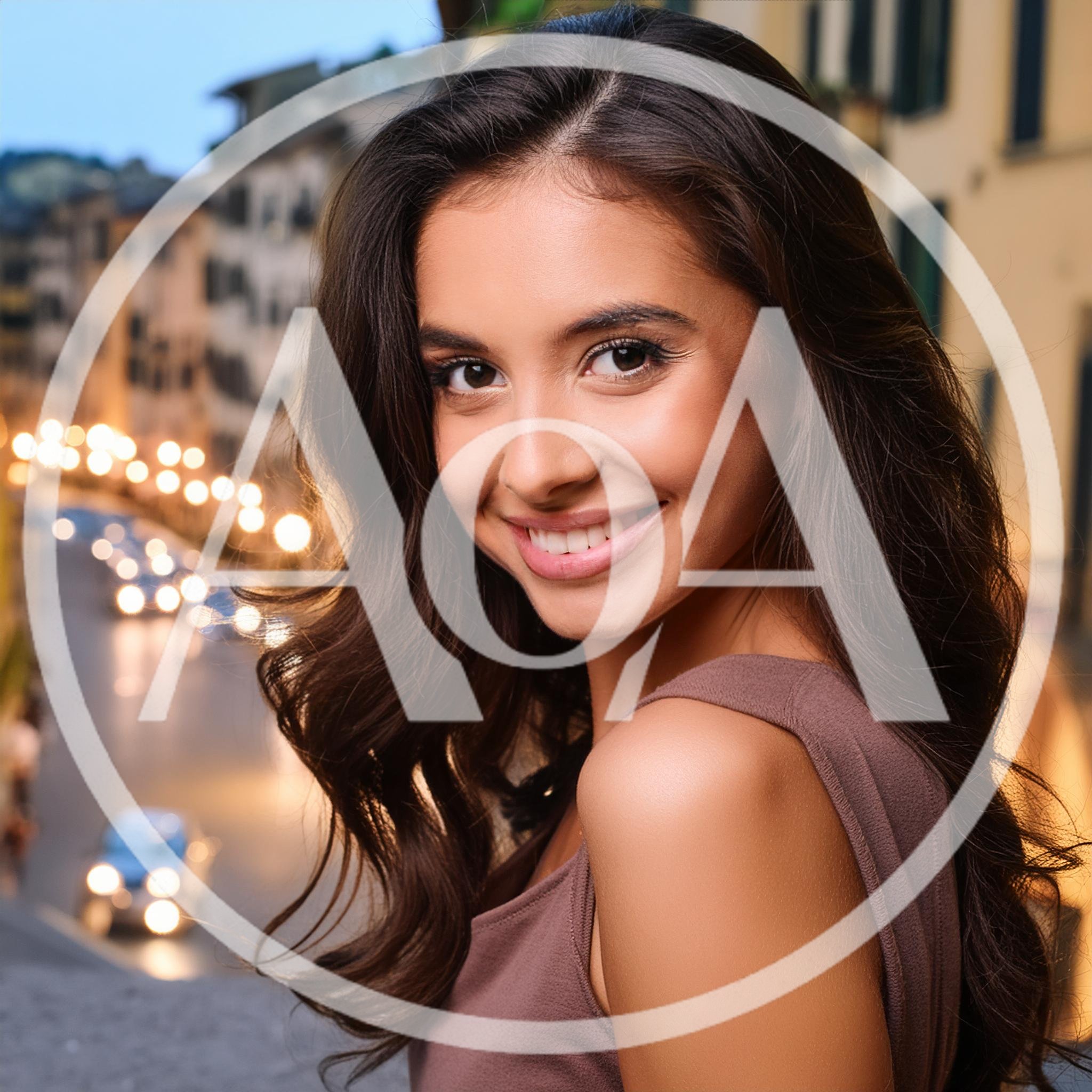 Portrait Of A Smiling Young Woman In An Italian City