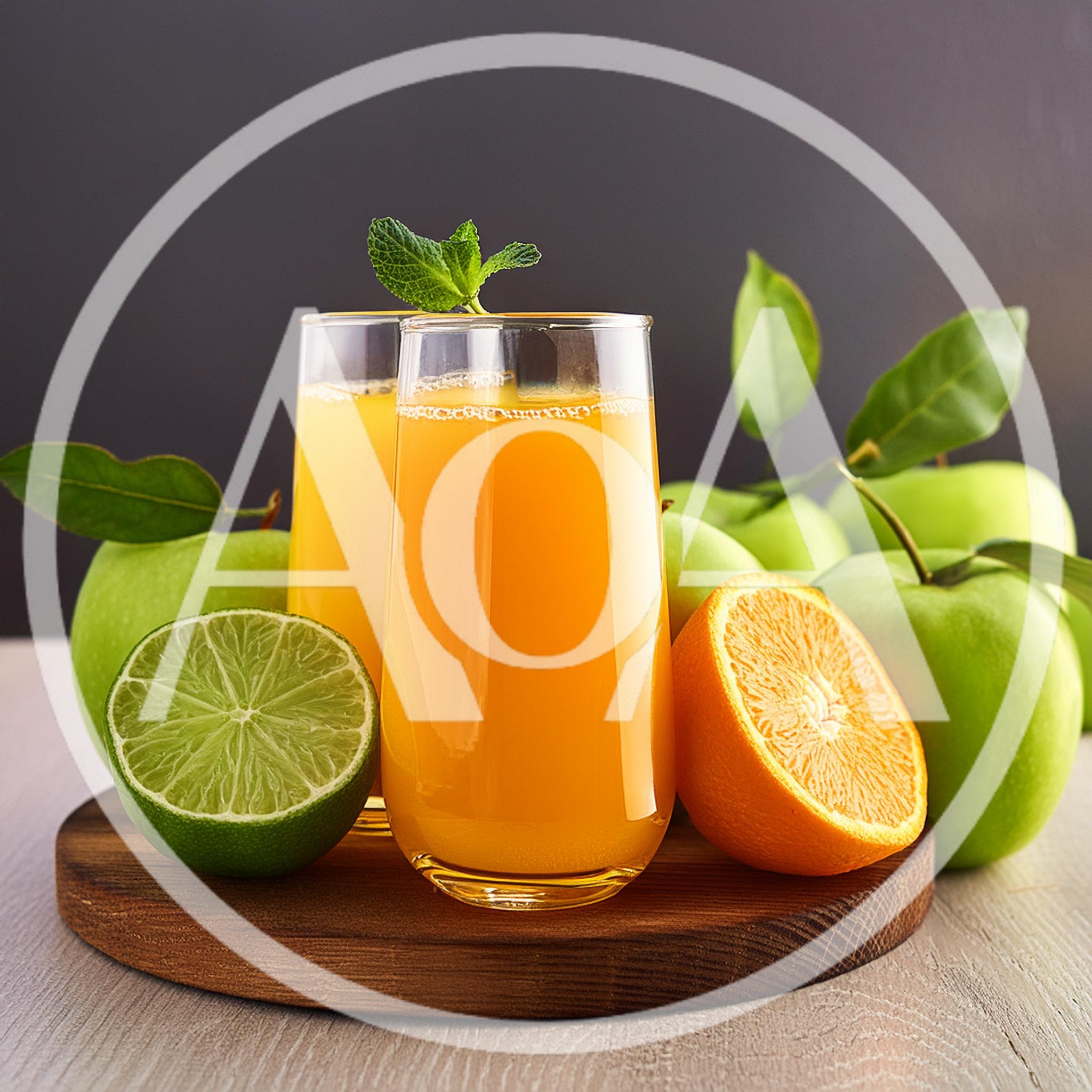 Two Glasses Of Fresh Orange Juice With Fruit