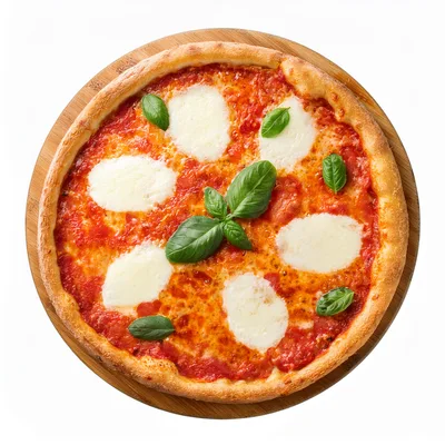 Fresh Margherita Pizza On A Wooden Serving Board