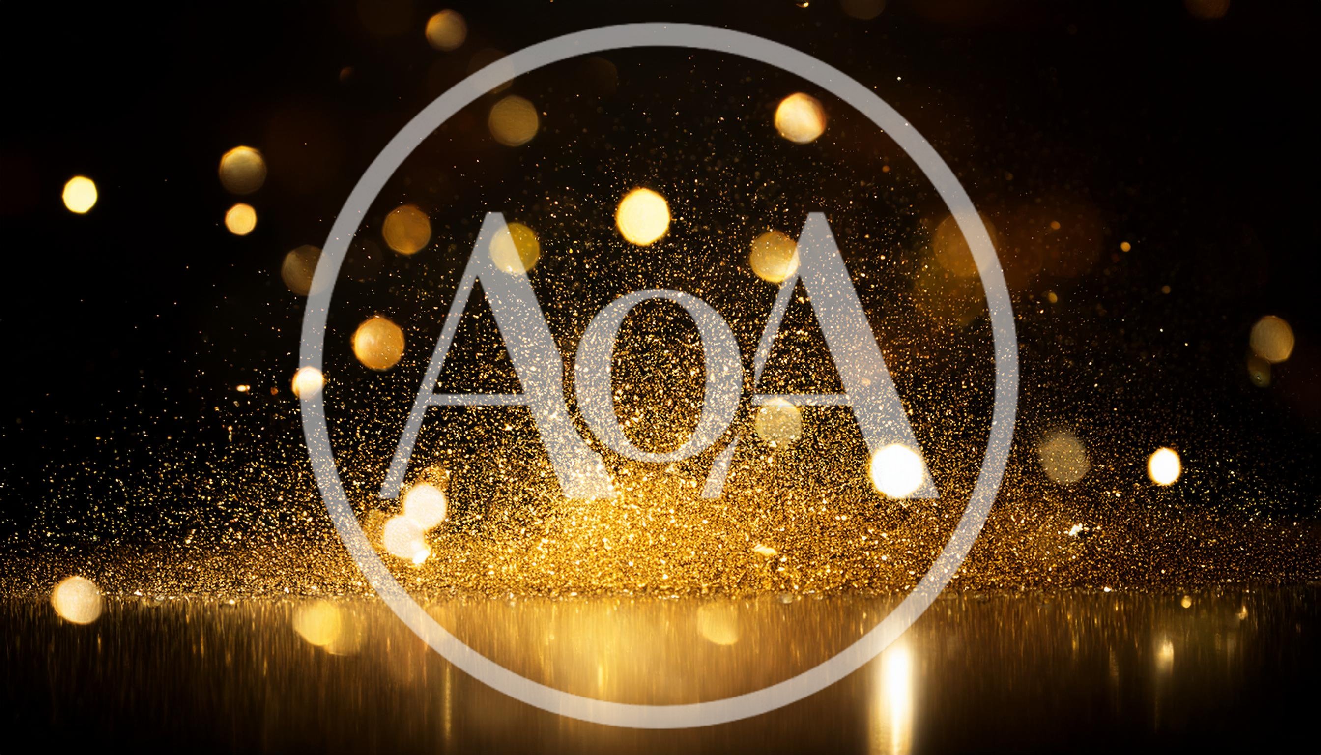 Golden Glitter Particles Exploding On Reflective Surface