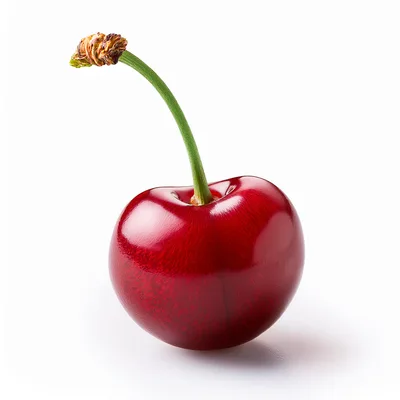Single Fresh Red Cherry With Stem