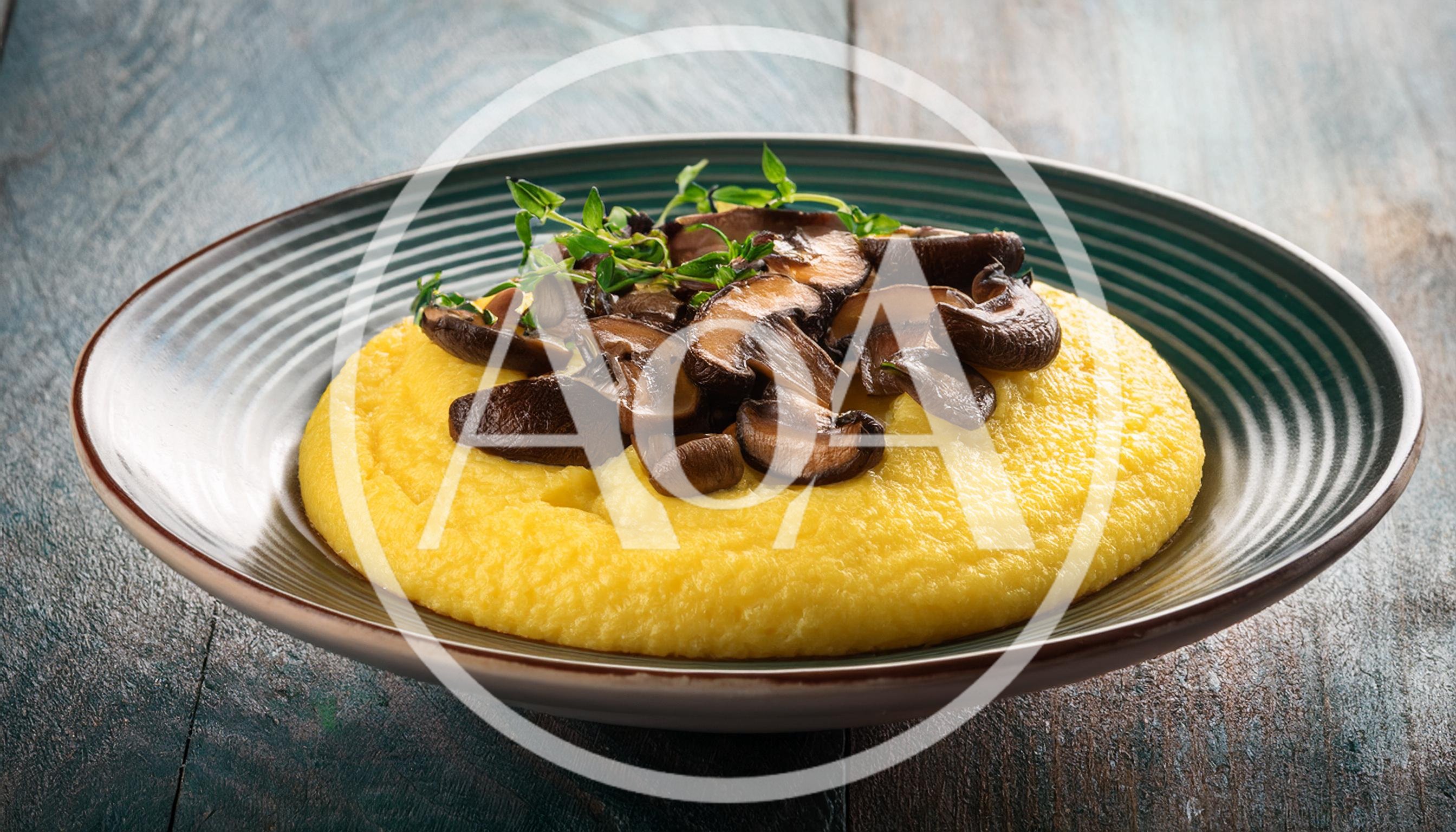 Creamy Polenta Topped With Sautéed Mushrooms And Thyme