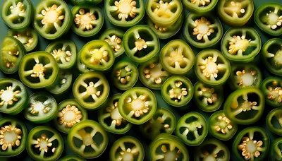 Fresh Sliced Jalapeno Pepper Rings Background