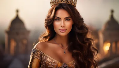 Portrait Of A Beautiful Queen Wearing A Golden Crown