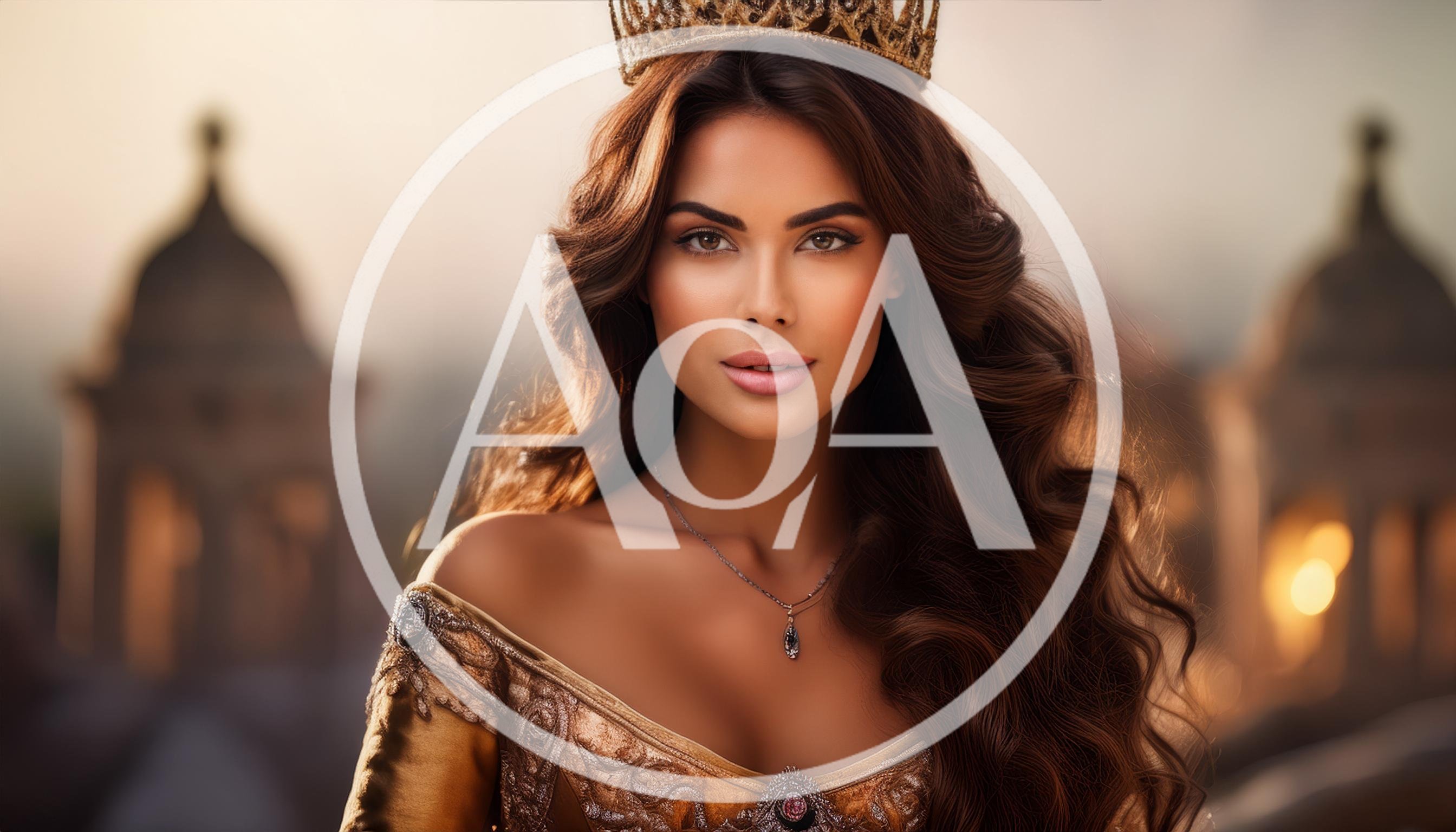 Portrait Of A Beautiful Queen Wearing A Golden Crown