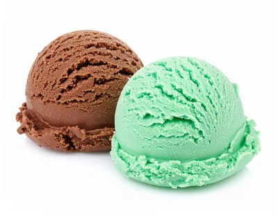 Two Scoops Of Chocolate And Mint Ice Cream