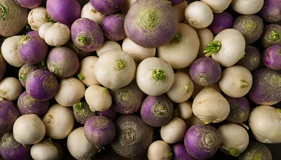 Top Down View Of Fresh Purple Top Turnips