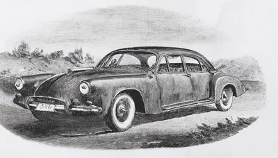 Vintage Engraving Illustration Of A Classic Sedan Car