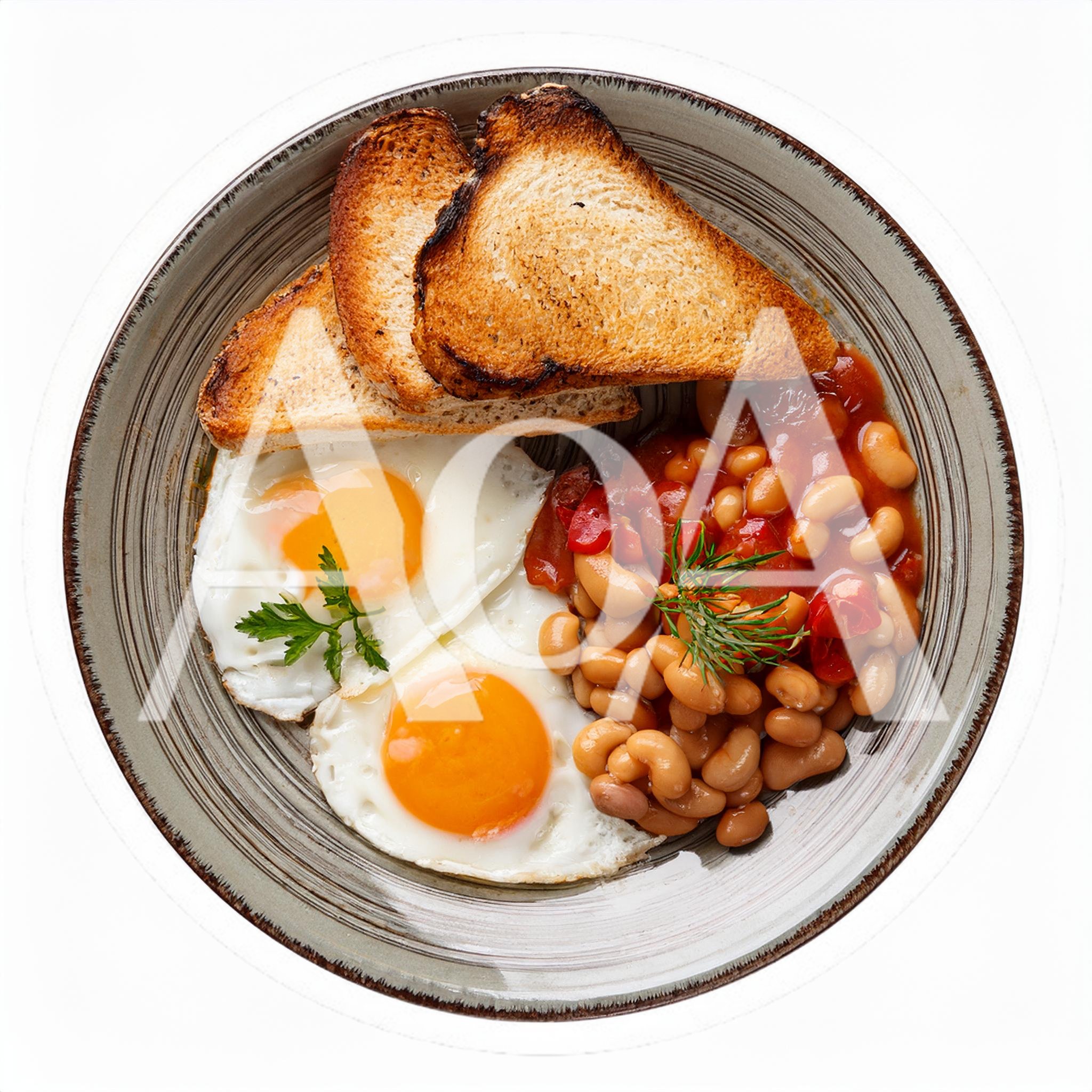 Traditional English Breakfast With Fried Eggs And Beans