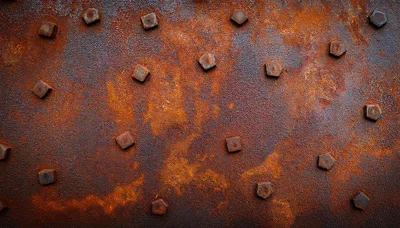 Rusty Metal Plate With Hexagonal Bolts