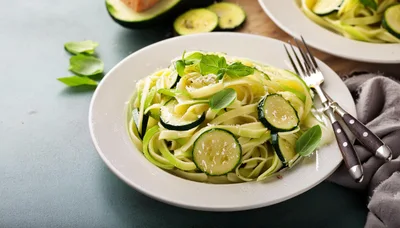 Zucchini Pasta Dish With Fresh Basil And Parmesan