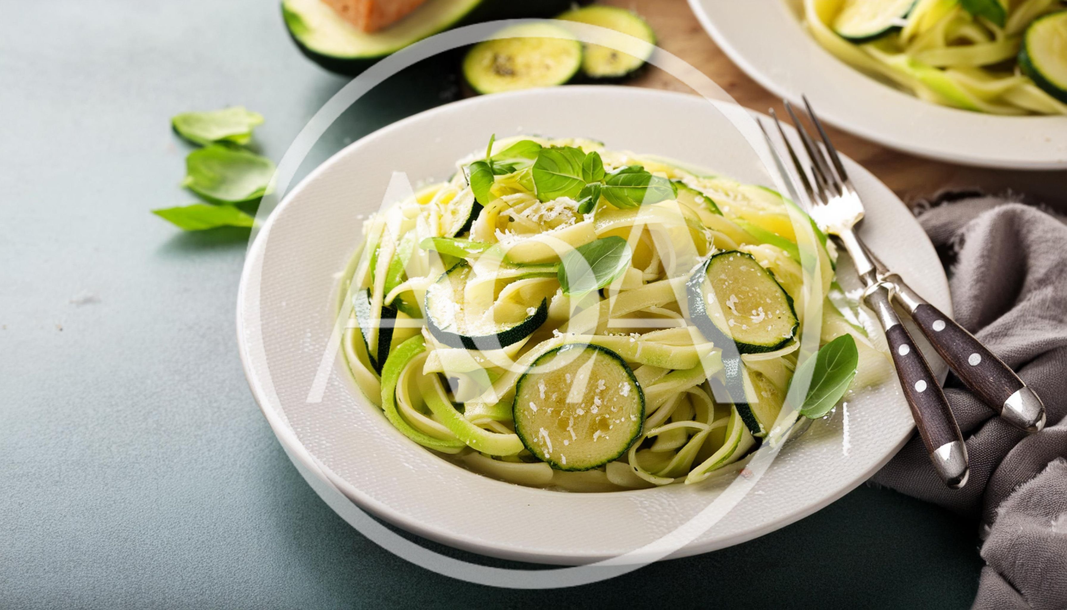 Zucchini Pasta Dish With Fresh Basil And Parmesan