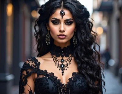 Portrait Of A Beautiful Woman In Gothic Lace Attire