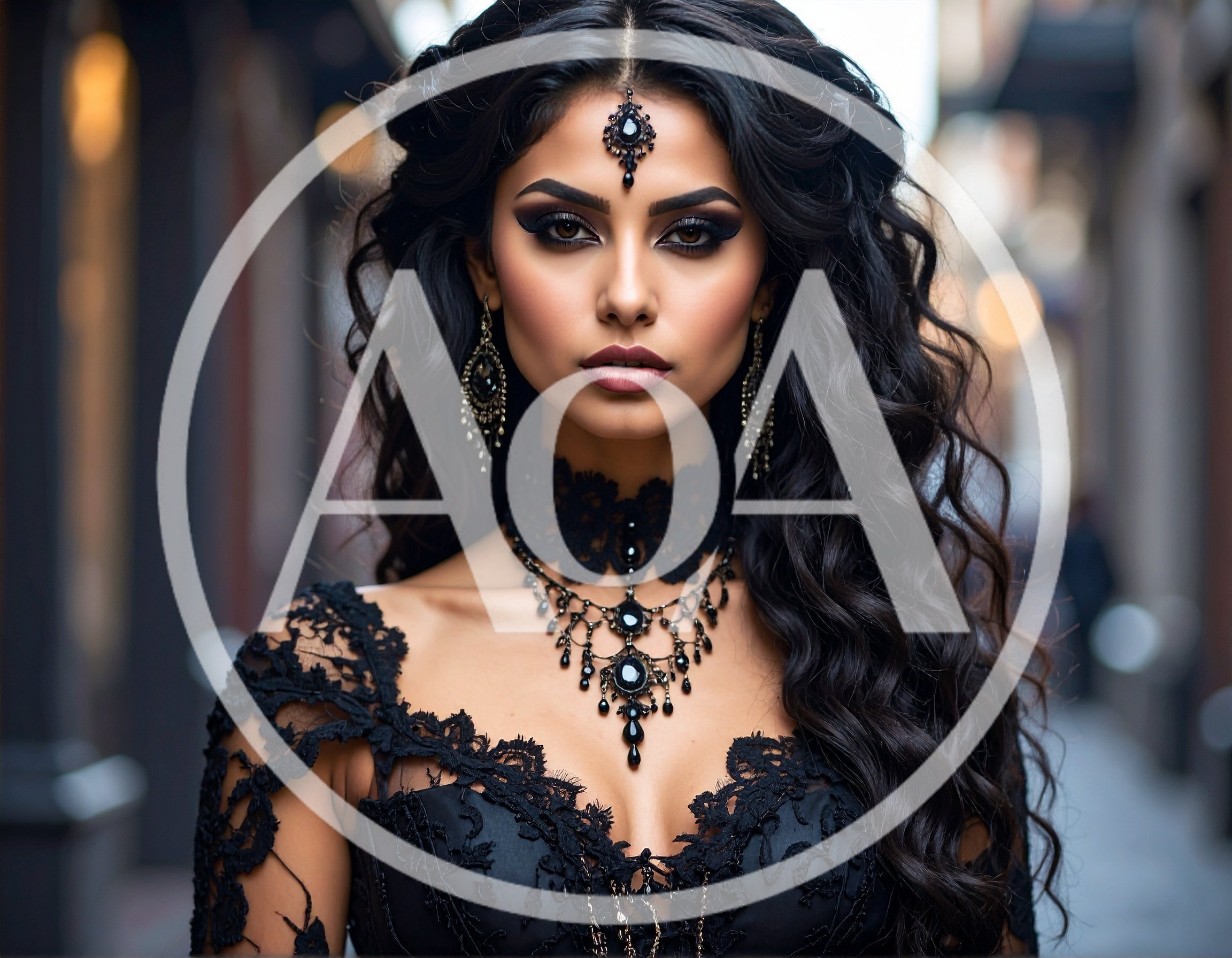 Portrait Of A Beautiful Woman In Gothic Lace Attire
