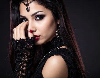 Portrait of a Beautiful Woman in Gothic Attire
