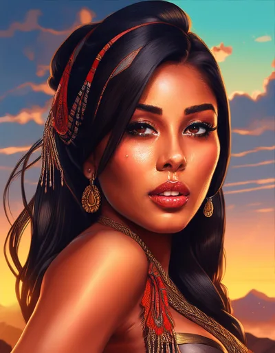 Portrait Of A Beautiful Woman With Tribal Accessories