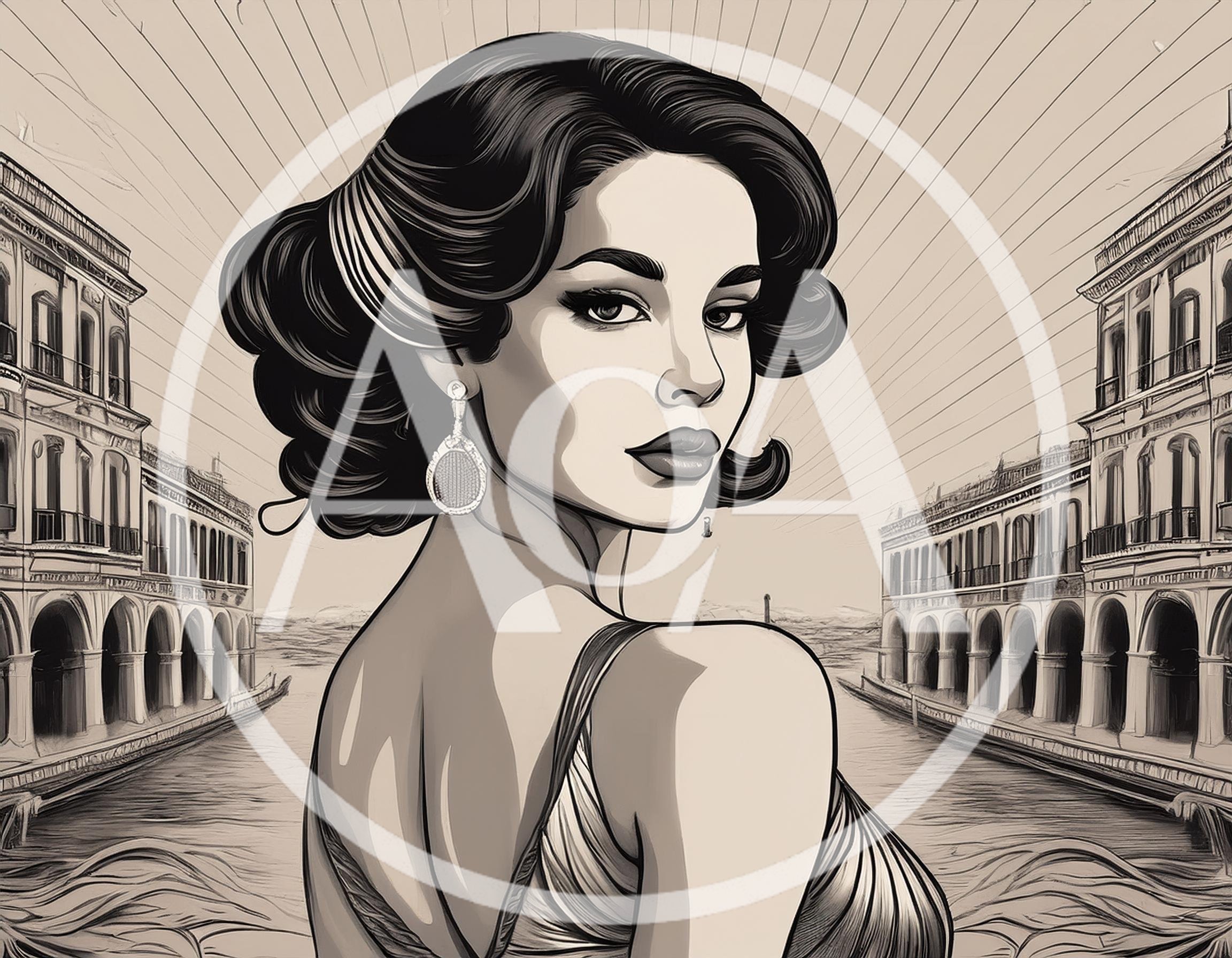 Vintage Style Portrait Of A Woman In Venice
