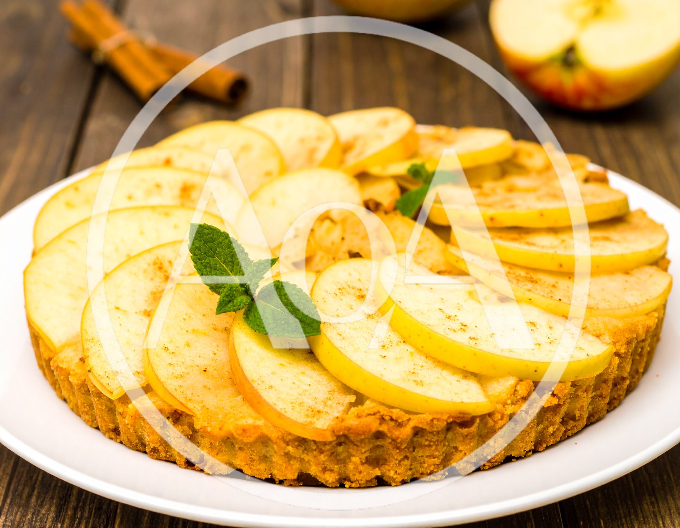 Freshly Baked Apple Tart on a Wooden Table