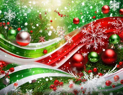 Festive Christmas Background With Ornaments And Snowflakes
