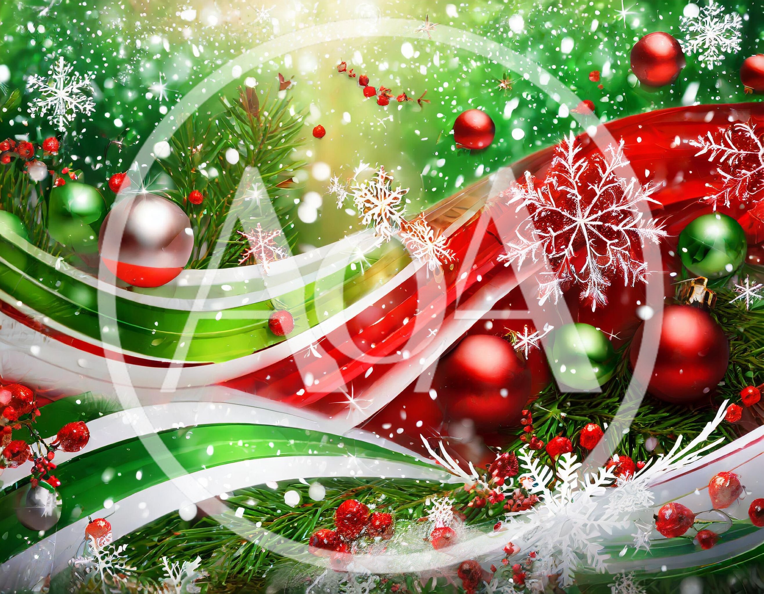 Festive Christmas Background With Ornaments And Snowflakes