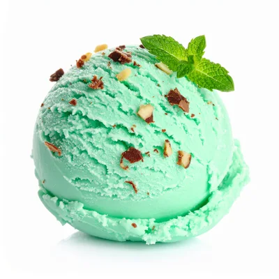 Single Scoop Of Mint Chocolate Chip Ice Cream