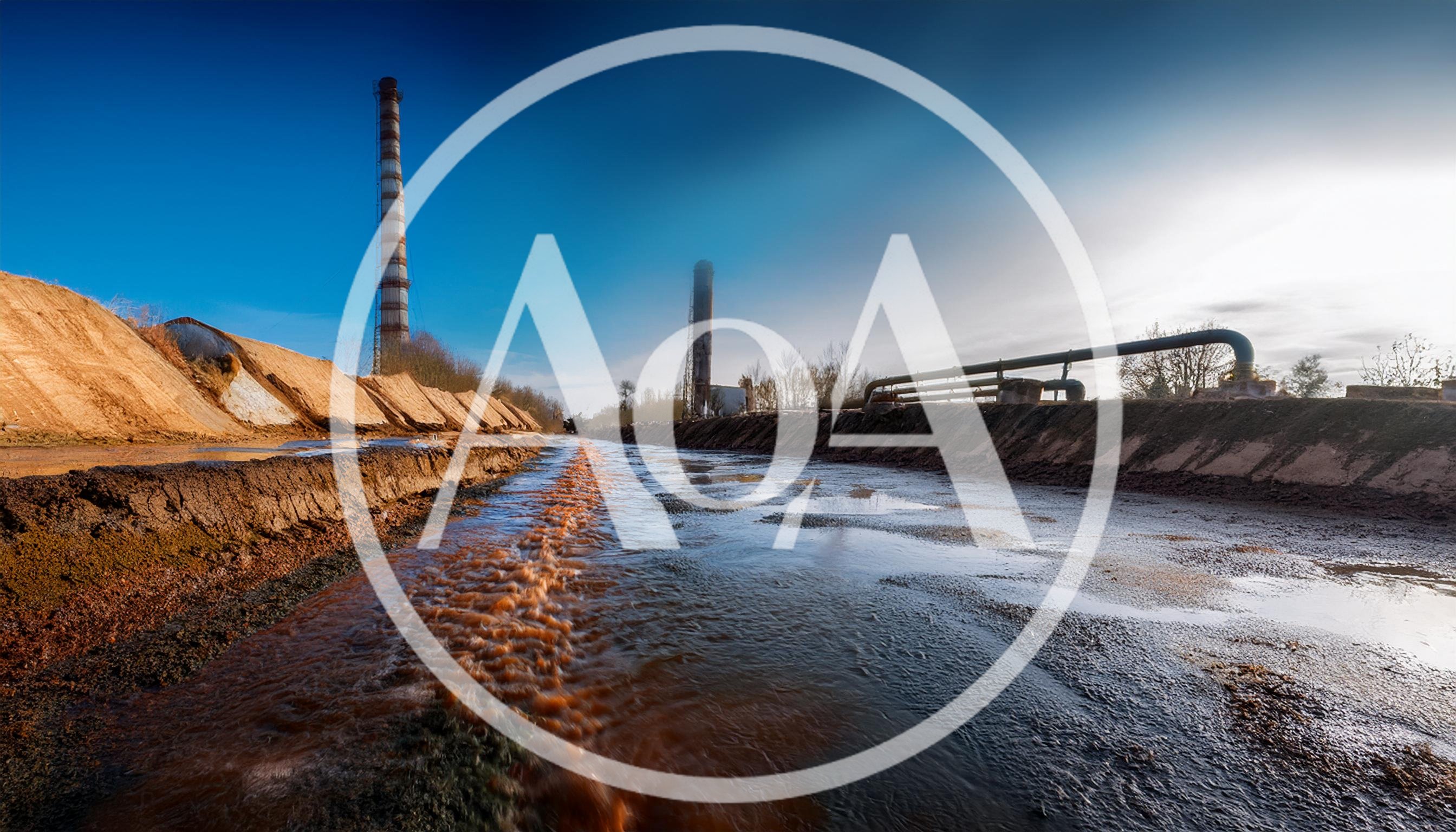 Industrial Wastewater Flowing Through A Concrete Canal