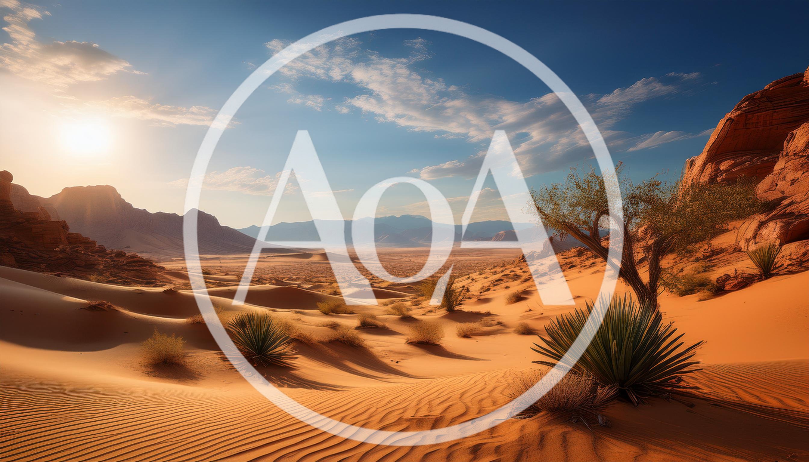 Desert Landscape With Sand Dunes And Rocky Mountains