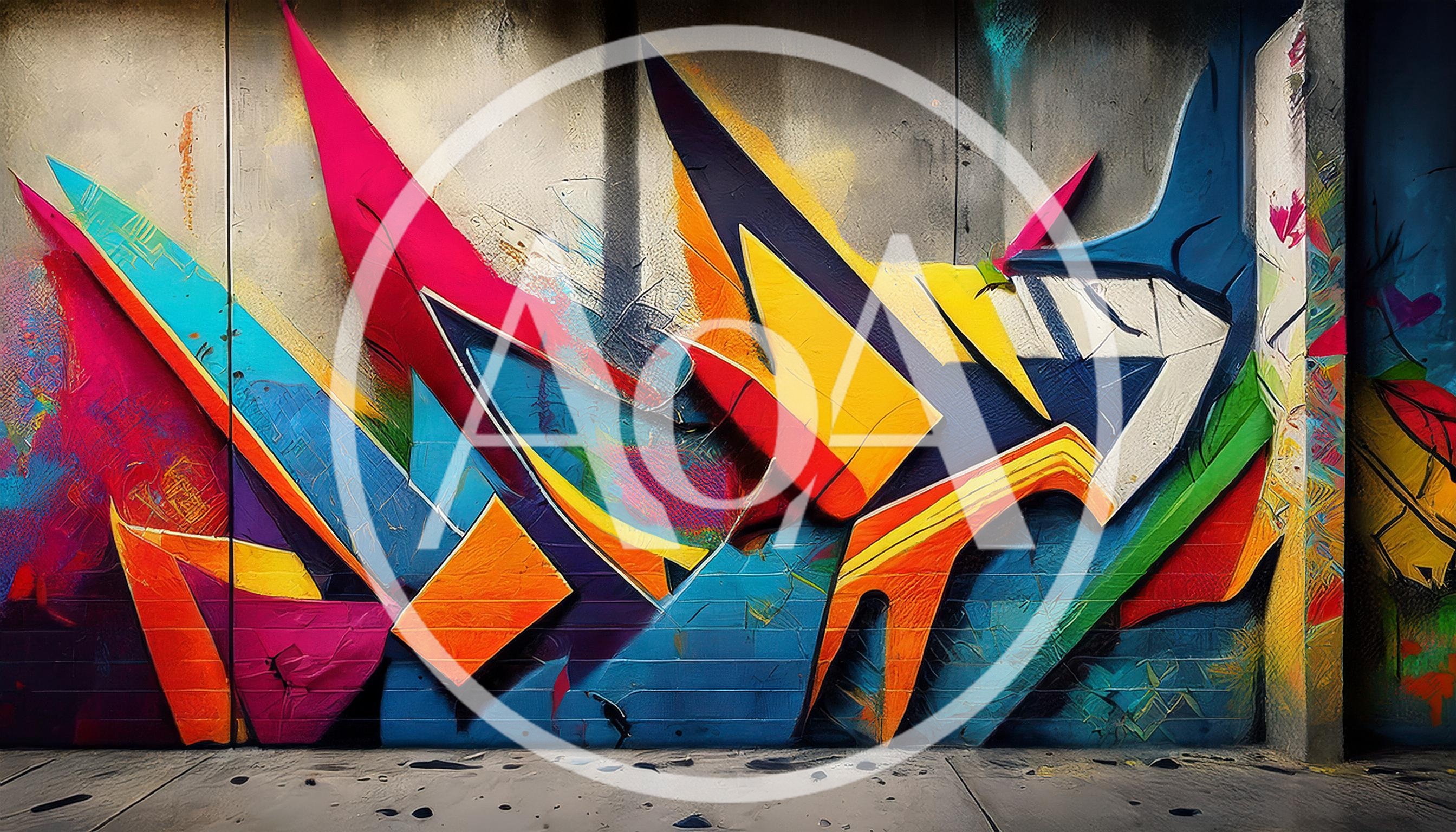 Vibrant Abstract Graffiti Mural On Urban Concrete Wall