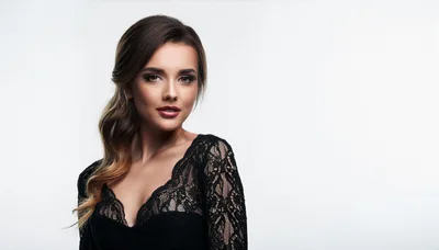 Portrait Of A Beautiful Woman In Black Lace Dress