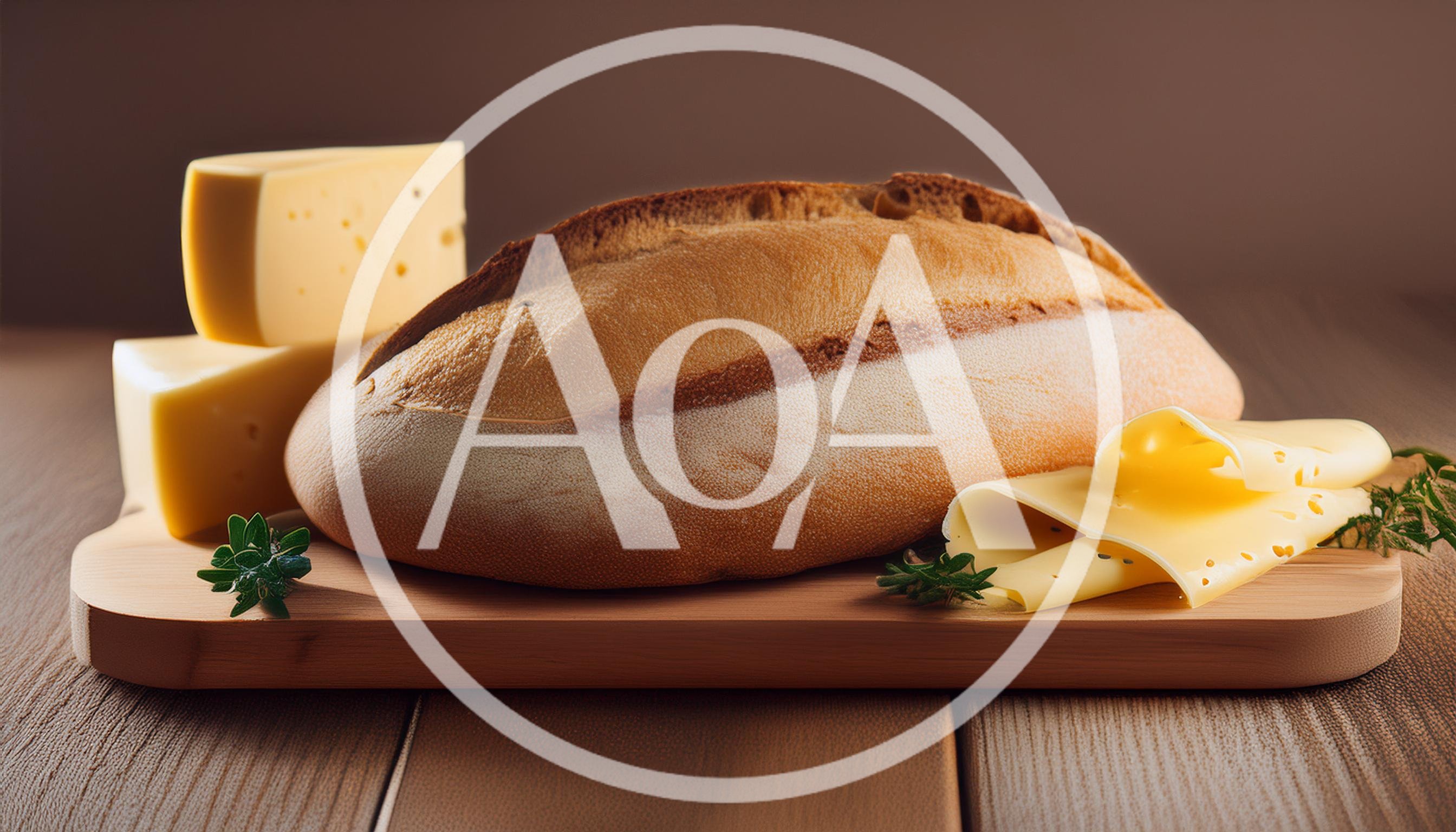 Fresh Loaf Of Bread With Sliced Swiss Cheese