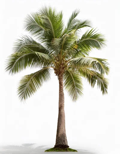 Single Coconut Palm Tree Isolated On White Background