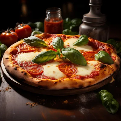 Freshly Baked Margherita Pizza With Basil And Tomatoes