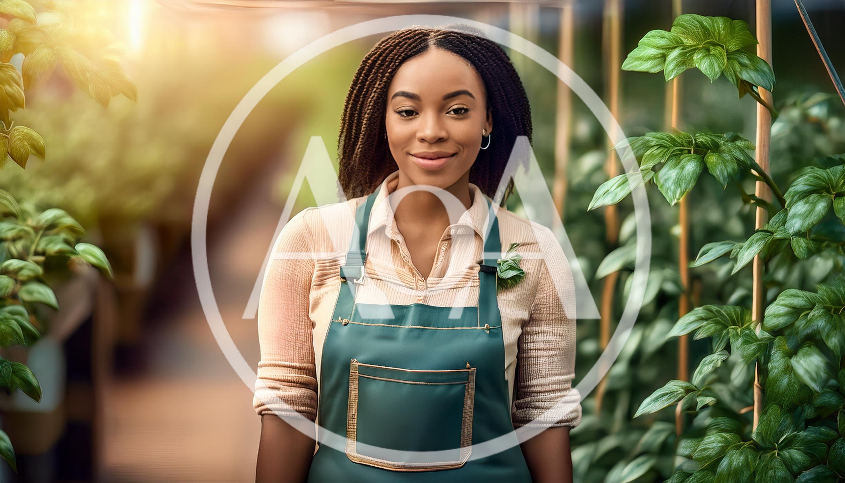 Young Black Woman Working In A Greenhouse