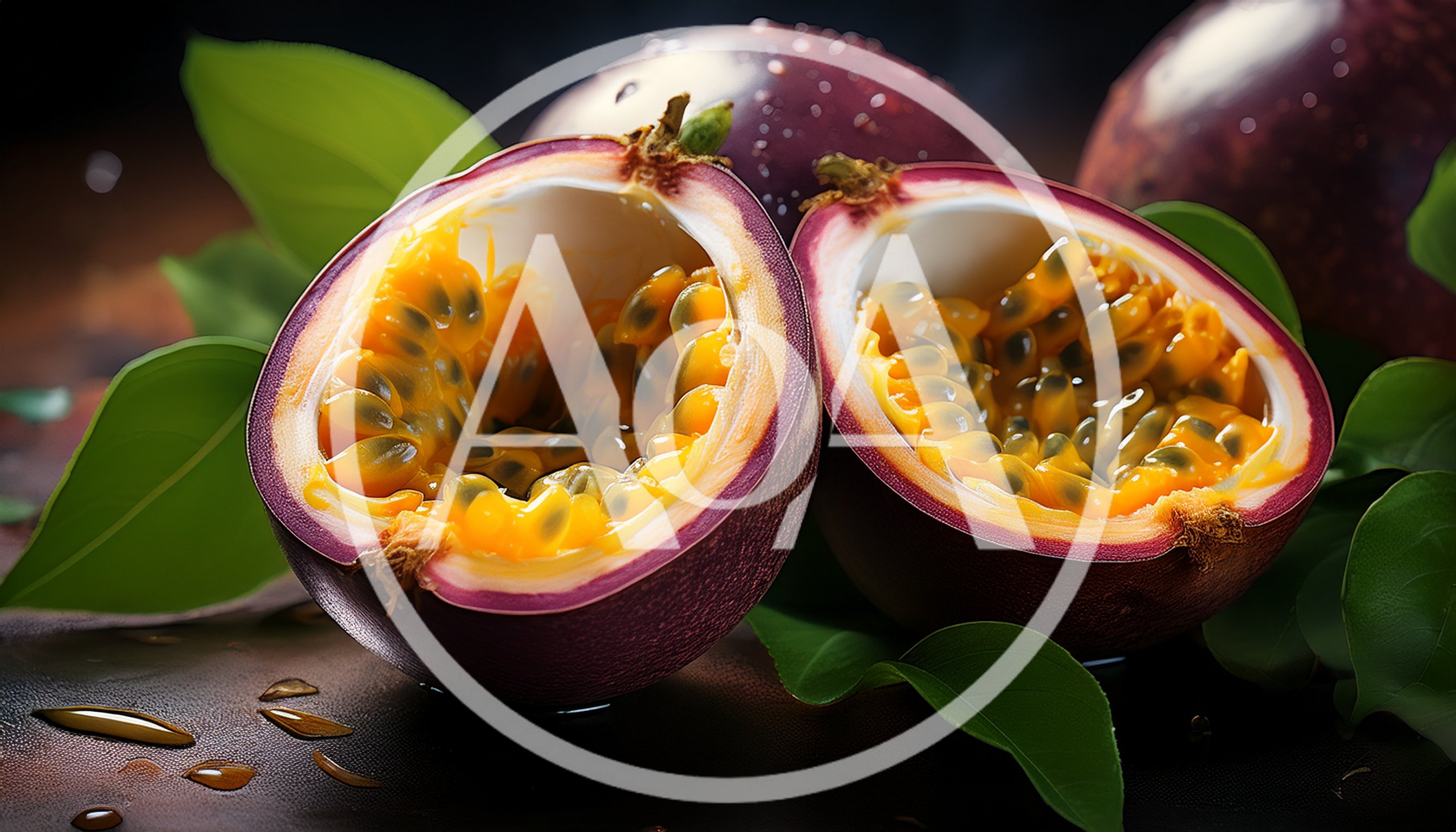 Two Halves Of Fresh Ripe Passion Fruit