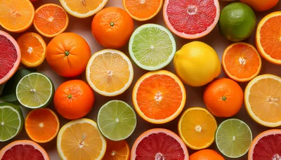 Assorted Fresh Citrus Fruits Top View