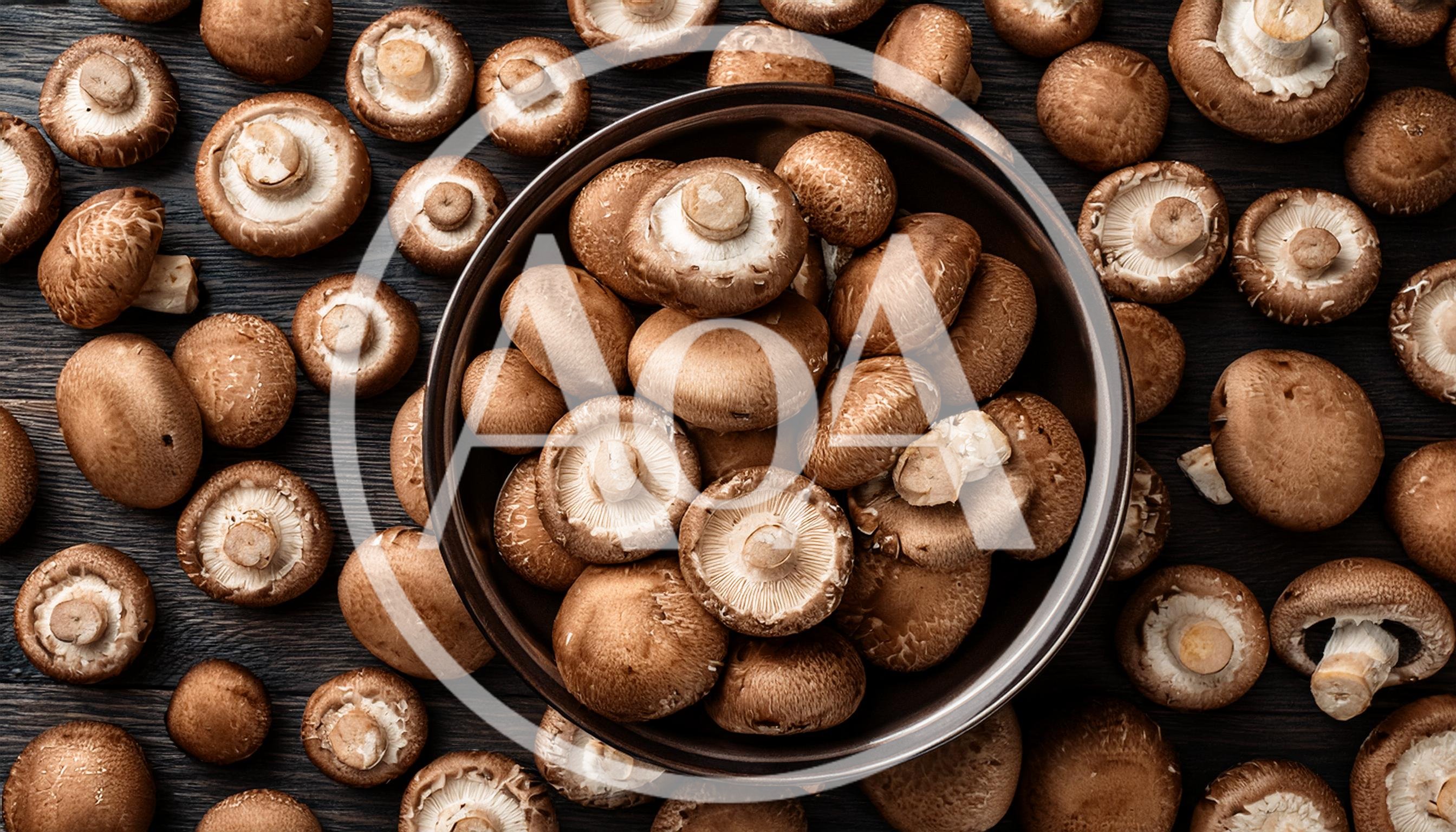 Fresh Shiitake Mushrooms In A Ceramic Bowl