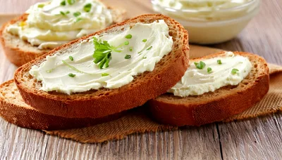 Slices of Toasted Bread with Cream Cheese