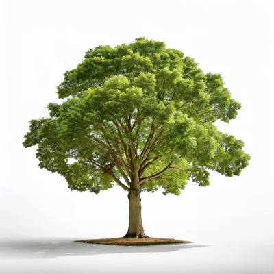 Large Deciduous Tree Isolated On White Background