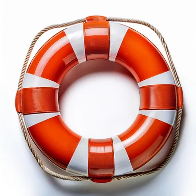 Orange And White Lifebuoy Ring With Rope