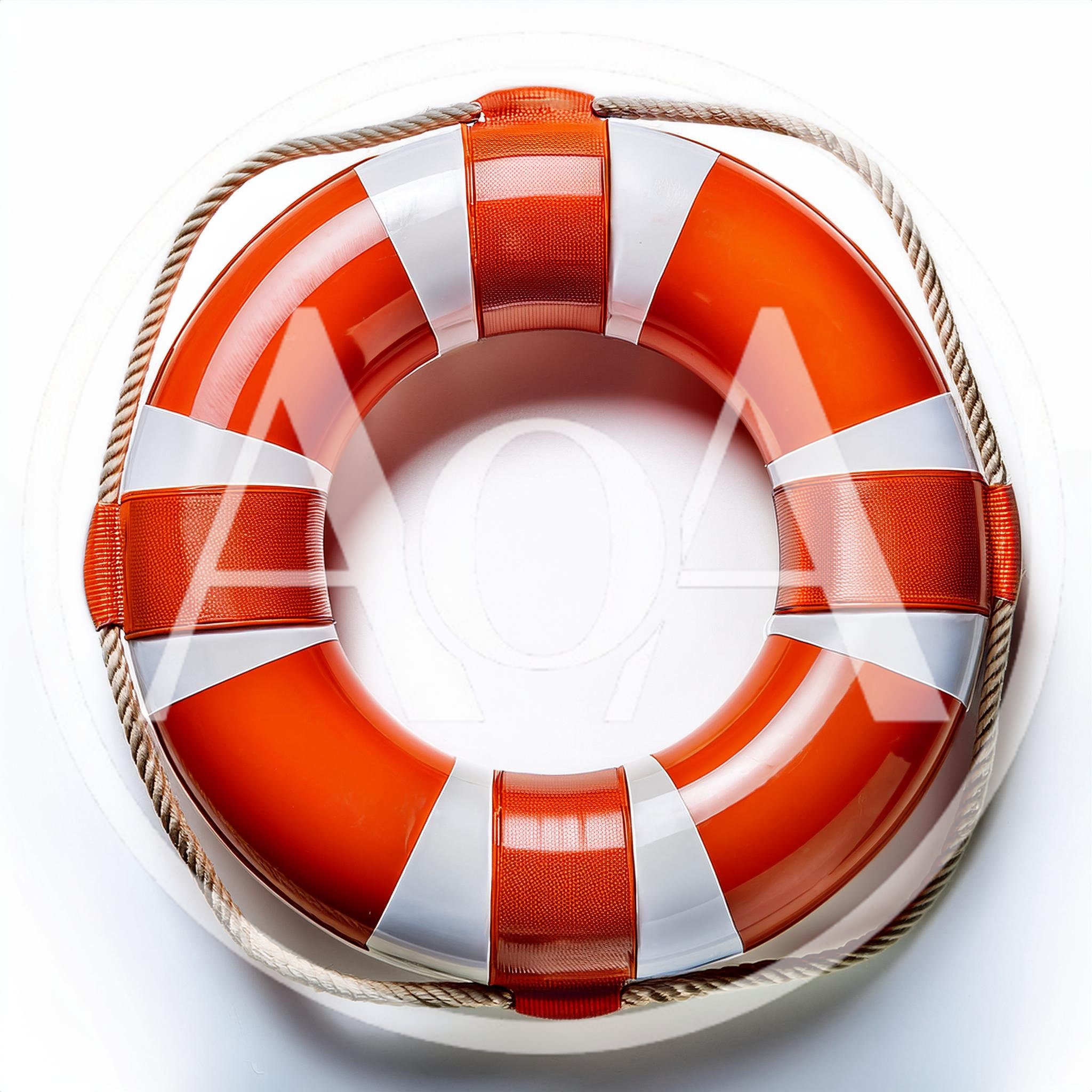 Orange And White Lifebuoy Ring With Rope