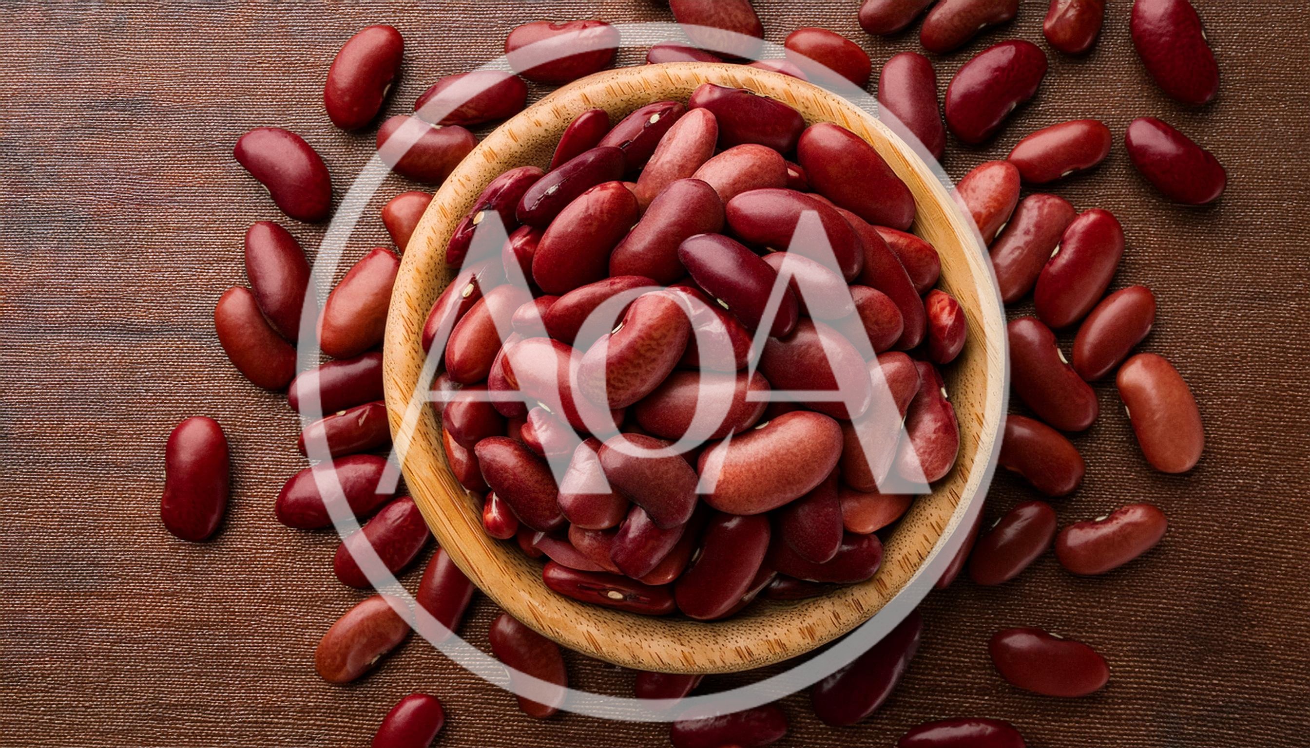 Top View Of Red Kidney Beans In Wooden Bowl