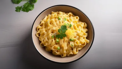 Bowl Of Creamy Macaroni And Cheese With Parsley